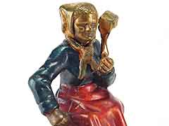 Product photo #100_7948 of SKU 21001324 (“Woman Spinning Yarn” 1920s  Armor Bronze Antique Bookends)