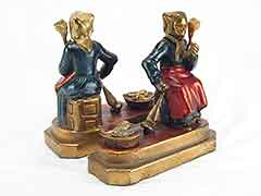 Product photo #100_7951 of SKU 21001324 (“Woman Spinning Yarn” 1920s  Armor Bronze Antique Bookends)
