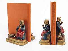 Product photo #100_7952 of SKU 21001324 (“Woman Spinning Yarn” 1920s  Armor Bronze Antique Bookends)