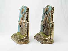 Product photo #100_8261 of SKU 21001330 (Mayflower Galleon Ships 1920s Galvano Bronze Antique Bookends)