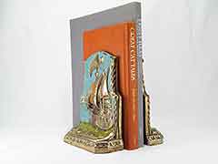 Product photo #100_8270 of SKU 21001330 (Mayflower Galleon Ships 1920s Galvano Bronze Antique Bookends)