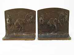 Product photo #100_8301 of SKU 21001332 (“Buffalo Hunt” Bison 1920s Solid Bronze Antique Bookends)
