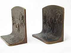 Product photo #100_8304 of SKU 21001332 (“Buffalo Hunt” Bison 1920s Solid Bronze Antique Bookends)