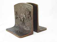 Product photo #100_8314 of SKU 21001332 (“Buffalo Hunt” Bison 1920s Solid Bronze Antique Bookends)