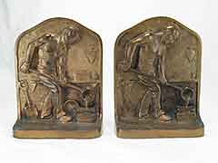 "Foundry Worker" Solid Bronze Antique Bookends