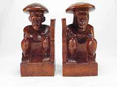 Product photo #100_8461 of SKU 21001338 (Polynesian Man and Woman Wedding 1950s Carved Wood Bookends)