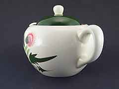 Product photo #100_8642 of SKU 21004008 (STANGL USA 1950s Thistle Teapot, plus Creamer & Coaster)