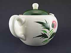 Product photo #100_8643 of SKU 21004008 (STANGL USA 1950s Thistle Teapot, plus Creamer & Coaster)