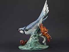 Product photo #100_8689 of SKU 21004010 (STANGL USA Bluejay #3716 Blue Jay with Leaf, Bird Figurine)