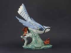 Product photo #100_8698 of SKU 21004010 (STANGL USA Bluejay #3716 Blue Jay with Leaf, Bird Figurine)