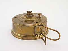 Product photo #100_8971 of SKU 21006004 (“L&C, NY” Antique Brass Alcohol Burner, French patent-mark)