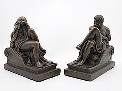 Product photo #100_9006 of SKU 21001341 (“Night and Day” 1920s Armor Bronze Bookends Michelangelo)