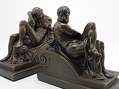 Product photo #100_9015 of SKU 21001341 (“Night and Day” 1920s Armor Bronze Bookends Michelangelo)
