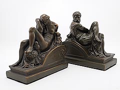 Product photo #100_9016 of SKU 21001341 (“Night and Day” 1920s Armor Bronze Bookends Michelangelo)
