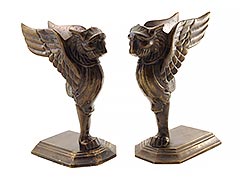 Product photo #100_9101 of SKU 21001344 (Gryphon/Griffin Bronze Winged-Lion c.1920s Antique Bookends)