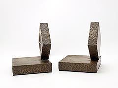 Product photo #100_9124 of SKU 21001345 (Four-point Compass Rose, c.1930s Handmade Brass/Bronze Bookends)