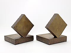 Product photo #100_9125 of SKU 21001345 (Four-point Compass Rose, c.1930s Handmade Brass/Bronze Bookends)