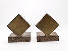 Product photo #100_9126 of SKU 21001345 (Four-point Compass Rose, c.1930s Handmade Brass/Bronze Bookends)