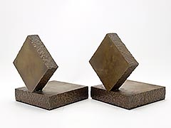 Product photo #100_9127 of SKU 21001345 (Four-point Compass Rose, c.1930s Handmade Brass/Bronze Bookends)