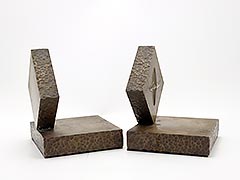 Product photo #100_9128 of SKU 21001345 (Four-point Compass Rose, c.1930s Handmade Brass/Bronze Bookends)
