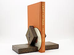 Product photo #100_9130 of SKU 21001345 (Four-point Compass Rose, c.1930s Handmade Brass/Bronze Bookends)