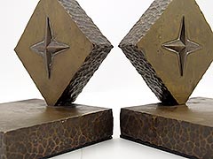 Product photo #100_9135 of SKU 21001345 (Four-point Compass Rose, c.1930s Handmade Brass/Bronze Bookends)