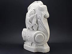 Product photo #100_9143 of SKU 21006005 (c.1800s Ornate Carved Marble Fireplace Mantel Keystone, Cartouche Floral Leaves)