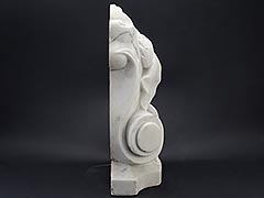 Product photo #100_9148 of SKU 21006005 (c.1800s Ornate Carved Marble Fireplace Mantel Keystone, Cartouche Floral Leaves)