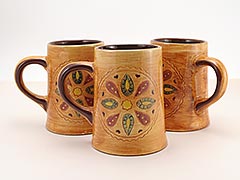 Pennsbury Pottery, (3) Hex Coffee Mugs