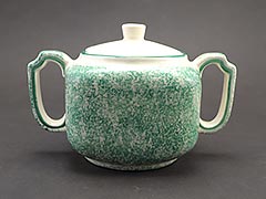 Pennsbury Pottery Green and White Spongeware Sugar Bowl by RB