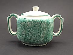 Product photo #100_9794 of SKU 21004034 (Pennsbury Pottery Green and White Spongeware Sugar Bowl by RB)