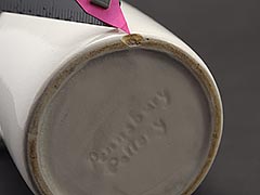 Product photo #100_9829 of SKU 21004036 (Pennsbury Pottery, Pint-sized Jug — 5ʺ tall White Whiskey Jug)